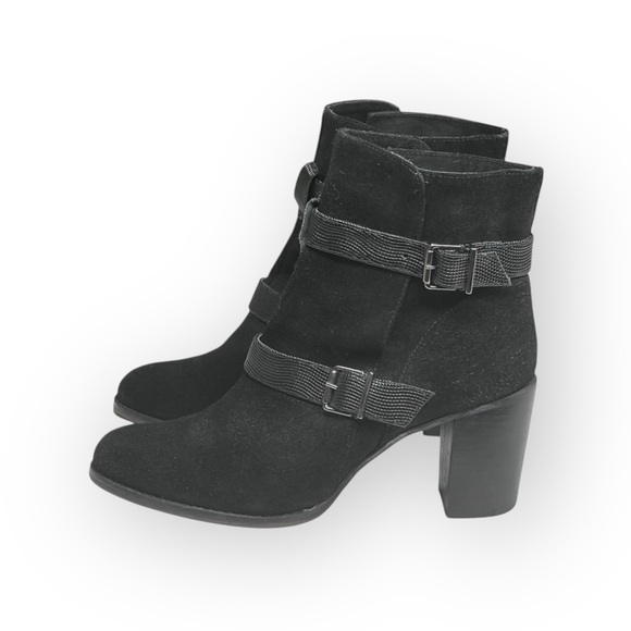Paula Bahia ✿ Suede Double Buckle Wrap Strap Engineer Boots ✿ Black ✿ 39 8.5M 9M - Picture 7 of 17